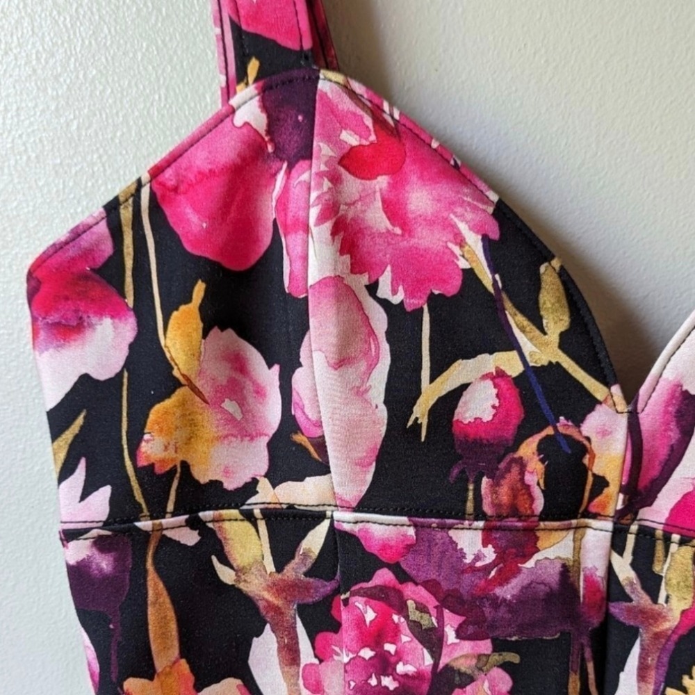 Anthropologie Floral Jumpsuit Open Back Fitted Stretch Sz L NWT - Picture 13 of 16